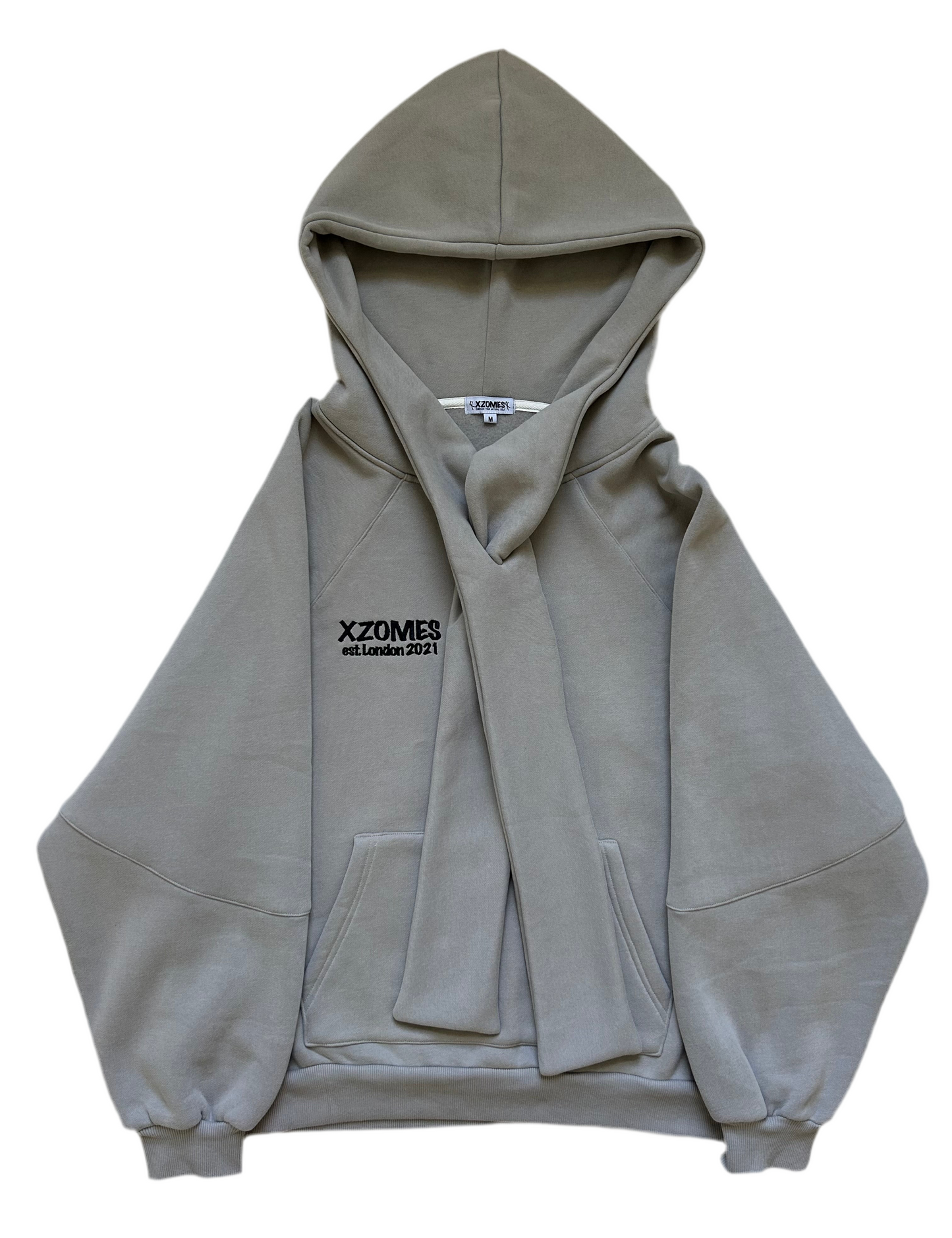 Tie Hoodie in Light Gray